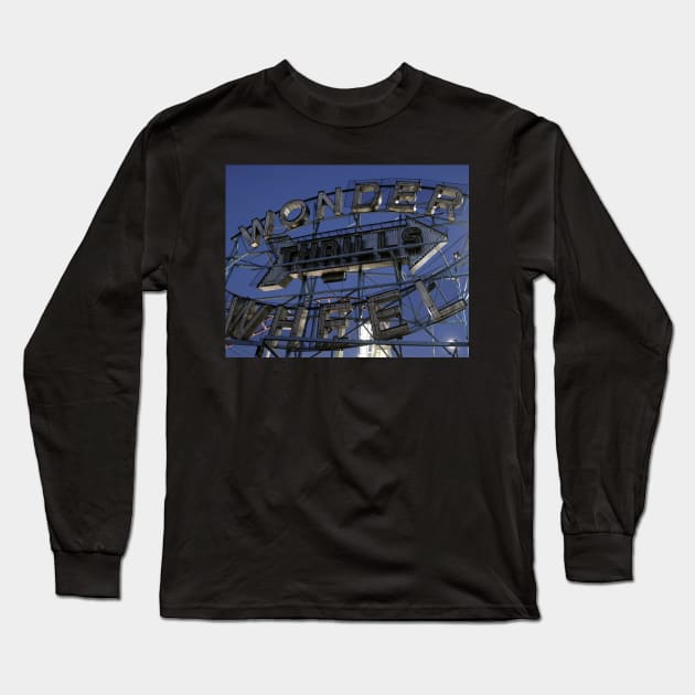 Vintage "Wonder Wheel Thrills" sign at the Astroland amusement park at Coney Island Long Sleeve T-Shirt by Reinvention